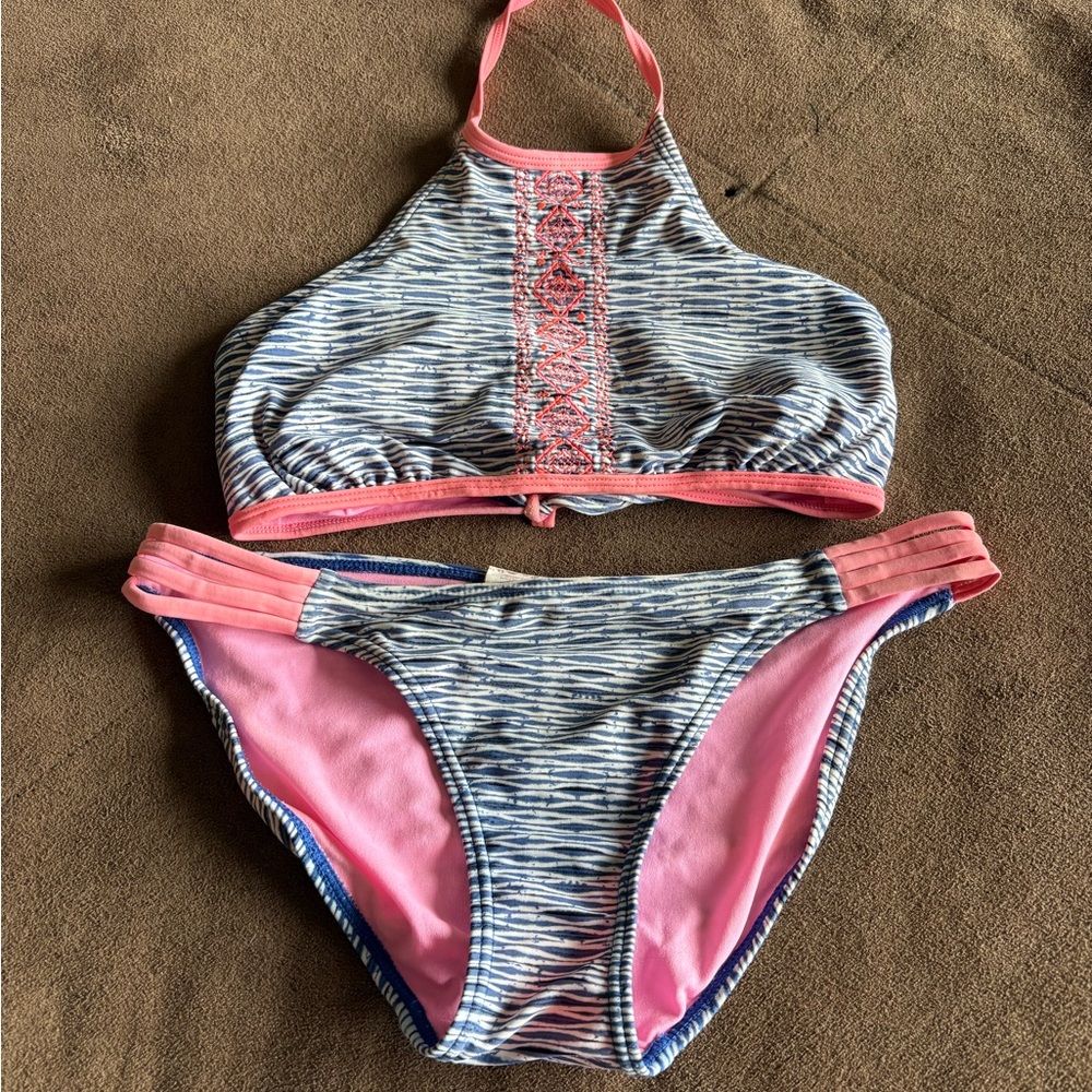SO Pink and Blue Halter Bikini Set